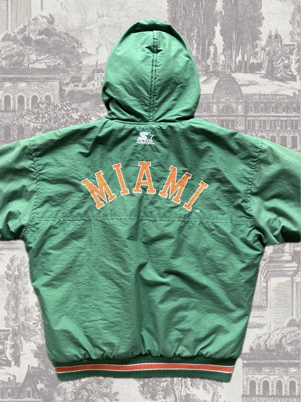 Vintage 90s Starter University of Miami Hurricanes Hooded Jacket